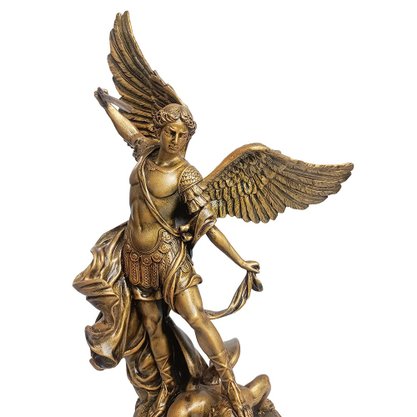 Imagem de São Miguel Arcanjo em Mármore com Pintura em Bronze - 40cm