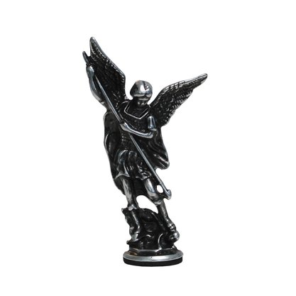 Imagem de São Miguel Arcanjo Metal Prata Velho - 7,5 cm