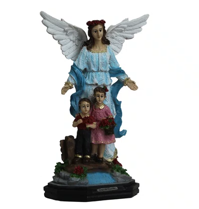 Imagem do Anjo da Guarda Azul de Resina Nacional - 28 cm