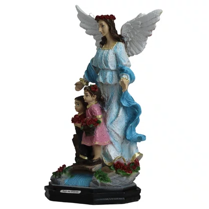 Imagem do Anjo da Guarda Azul de Resina Nacional - 28 cm