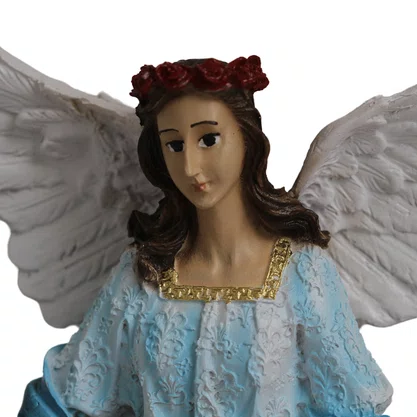 Imagem do Anjo da Guarda Azul de Resina Nacional - 28 cm