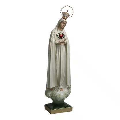 Imagem do Imaculado Coração de Fátima de Resina Nacional com Coroa - 75 cm