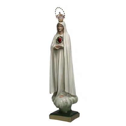Imagem do Imaculado Coração de Fátima de Resina Nacional com Coroa - 75 cm