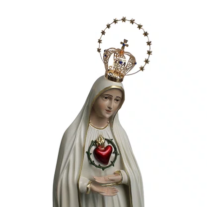 Imagem do Imaculado Coração de Fátima de Resina Nacional com Coroa - 75 cm