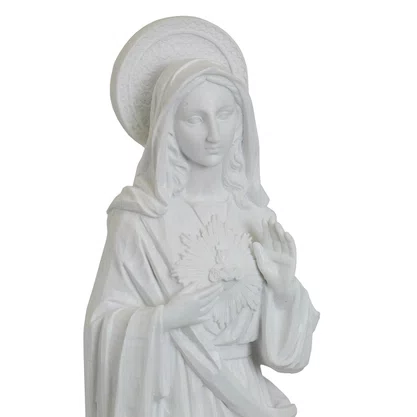 Imagem do Imaculado Coração de Maria de Mármore Branco - 57 cm