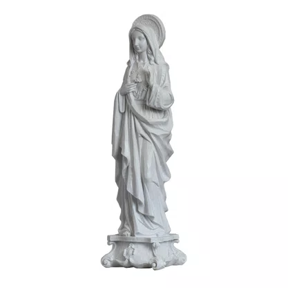 Imagem do Imaculado Coração de Maria de Mármore Branco - 57 cm