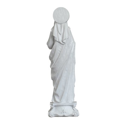 Imagem do Imaculado Coração de Maria de Mármore Branco - 57 cm