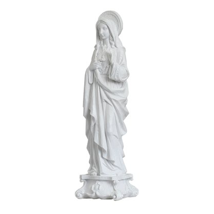 Imagem do Imaculado Coração de Maria de Mármore Branco - 57 cm