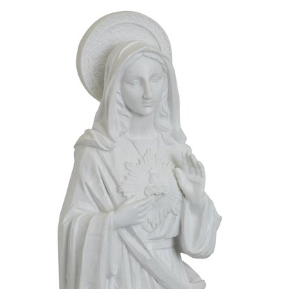 Imagem do Imaculado Coração de Maria de Mármore Branco - 57 cm