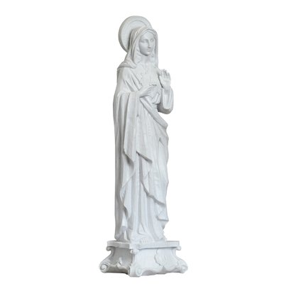 Imagem do Imaculado Coração de Maria de Mármore Branco - 57 cm