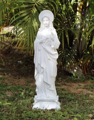 Imagem do Imaculado Coração de Maria de Mármore Branco - 57 cm