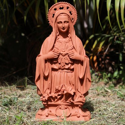 Imagem do Imaculado Coração de Maria em Terracota Resinada - 30 cm
