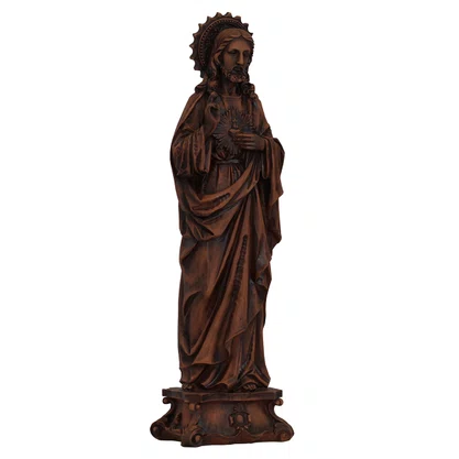 Imagem do Sagrado Coração de Jesus de Resina Nacional Efeito Madeira - 57 cm