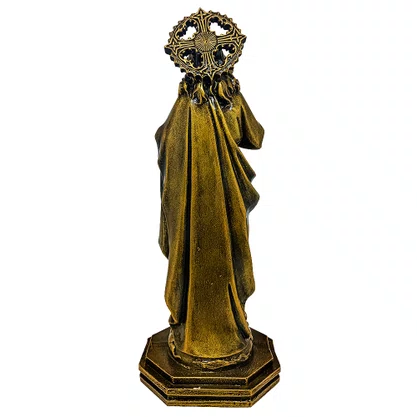 Imagem do Sagrado Coração de Jesus em Mármore Pintura Bronze - 32cm