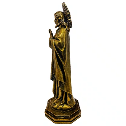 Imagem do Sagrado Coração de Jesus em Mármore Pintura Bronze - 32cm
