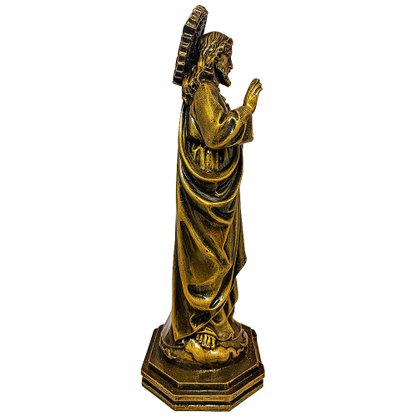 Imagem do Sagrado Coração de Jesus em Mármore Pintura Bronze - 32cm