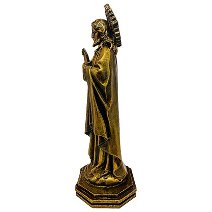 Imagem do Sagrado Coração de Jesus em Mármore Pintura Bronze - 32cm
