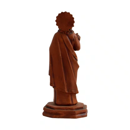 Imagem do Sagrado Coração de Jesus Resina Efeito Madeira - 15 cm