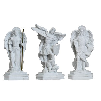 Imagem Dos Três Arcanjos Mármore Branco - 17 Cm