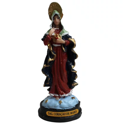 Imagem Imaculado Coração de Maria de Resina - 12 cm