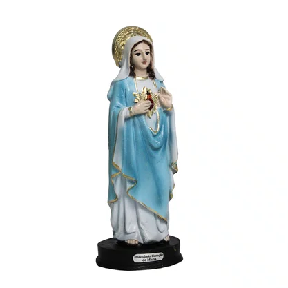 Imagem Imaculado Coração de Maria de Resina Nacional - 15 cm