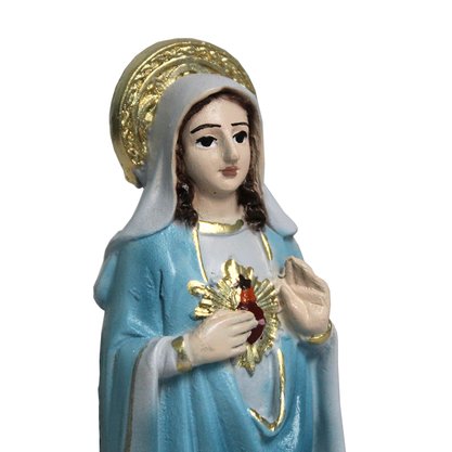 Imagem Imaculado Coração de Maria de Resina Nacional - 15 cm