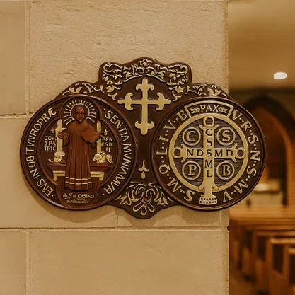 Imagem Medalha de São Bento de Parede em Resina Nacional - 25 cm x 39 cm