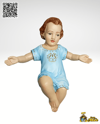 Imagem Menino Jesus de Resina Nacional com Veste Azul - 33 cm