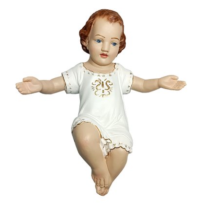 Imagem Menino Jesus de Resina Nacional com Veste Branca - 33cm