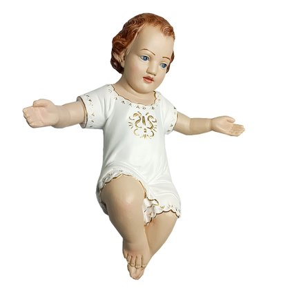 Imagem Menino Jesus de Resina Nacional com Veste Branca - 33cm