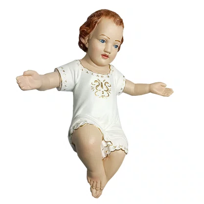 Imagem Menino Jesus de Resina Nacional com Veste Branca - 33cm