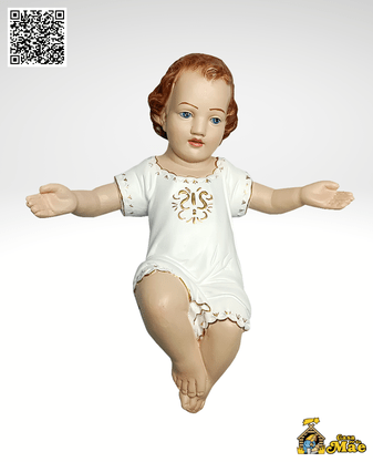 Imagem Menino Jesus de Resina Nacional com Veste Branca - 33cm