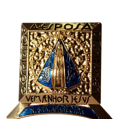 Imagem de Metal de Nossa Senhora Aparecida Dourado Mesa