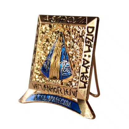 Imagem de Metal de Nossa Senhora Aparecida Dourado Mesa