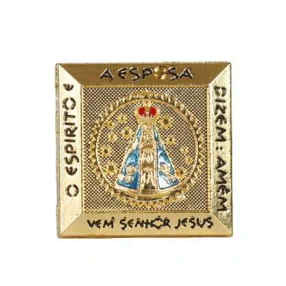 Imagem de Metal Nossa Senhora Aparecida Dourado Mesa - 4 cm x 4 cm