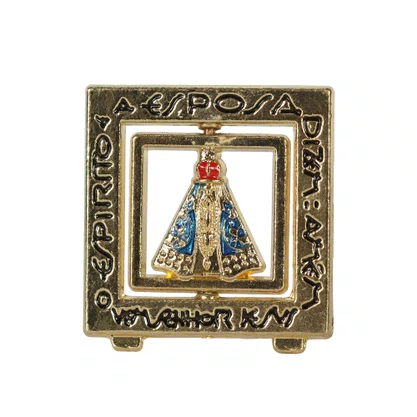 Imagem de Metal de Nossa Senhora Aparecida Giratório Dourado Mesa - 3 cm x 3 cm