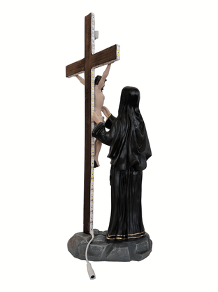 Imagem de Santa Rita contempla Jesus na Cruz de Resina Nacional - 53 cm