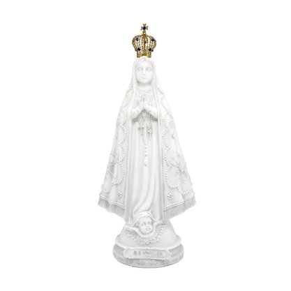 Imagem Nossa Senhora Aparecida com Coroa de Metal em Mármore Natural - 24 cm