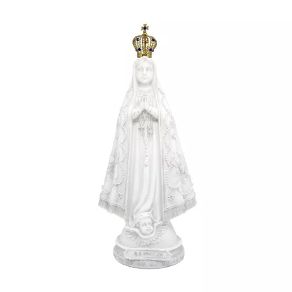 Imagem Nossa Senhora Aparecida com Coroa de Metal em Mármore Natural - 24 cm