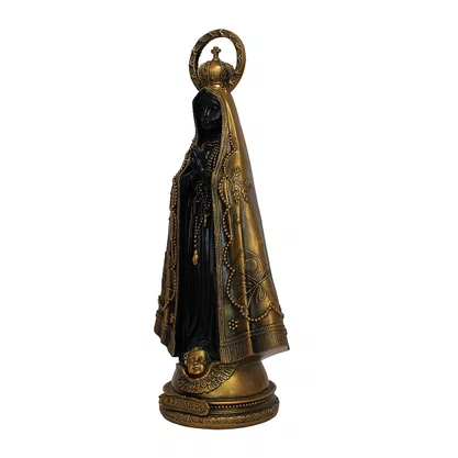 Imagem Nossa Senhora Aparecida em Mármore com Pintura em Bronze - 42 cm