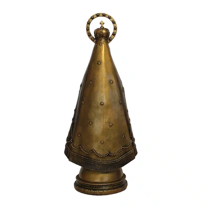 Imagem Nossa Senhora Aparecida em Mármore com Pintura em Bronze - 42 cm