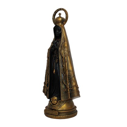 Imagem Nossa Senhora Aparecida em Mármore com Pintura em Bronze - 42 cm