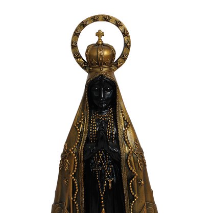 Imagem Nossa Senhora Aparecida em Mármore com Pintura em Bronze - 42 cm