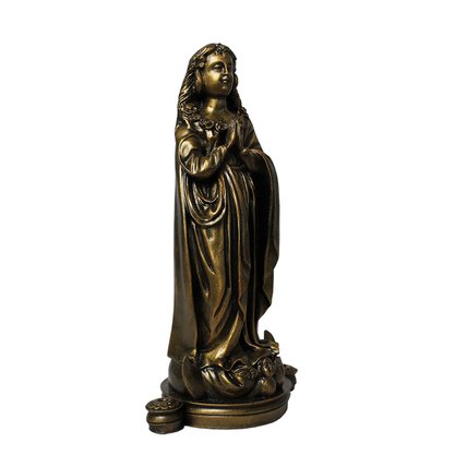 Imagem Nossa Senhora Aparecida Fac-Símile em Mármore Com Pintura em Bronze - 29 cm