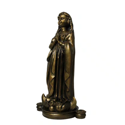 Imagem Nossa Senhora Aparecida Fac-Símile em Mármore Com Pintura em Bronze - 29 cm