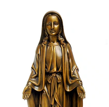 Imagem Nossa Senhora das Graças com Medalha Milagrosa em Mármore com Pintura Bronze - 21 cm