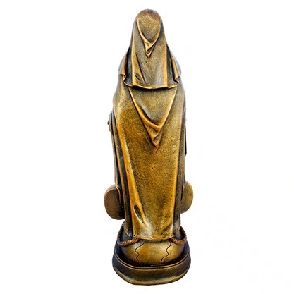 Imagem Nossa Senhora das Graças com Medalha Milagrosa em Mármore com Pintura Bronze - 21 cm