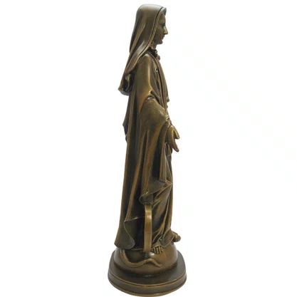 Imagem Nossa Senhora das Graças com Medalha Milagrosa em Mármore com Pintura Bronze - 40 cm