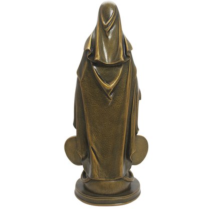 Imagem Nossa Senhora das Graças com Medalha Milagrosa em Mármore com Pintura Bronze - 40 cm