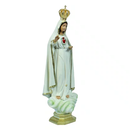 Imagem Nossa Senhora do Imaculado Coração de Fátima Resina Nacional com Coroa - 30 cm